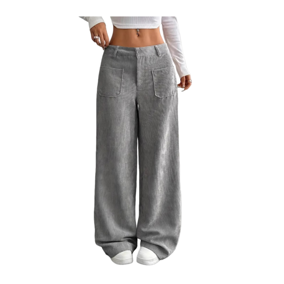 Women’s Loose Wide-Leg Pants with Front & Back Pockets, High-Waist Solid Casual Trousers, Floor-Length Relaxed Fit Lounge Bottoms for Daily Wear & Travel