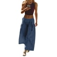 thumbnail image 1 of Women's Loose Wide Leg Track Pants Drawstring Pockets Elastic Waist Capri Hiking Pants with Big Ruched Pockets, 1 of 6