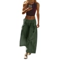 thumbnail image 1 of Women's Loose Wide Leg Track Pants Drawstring Pockets Elastic Waist Capri Hiking Pants with Big Ruched Pockets, 1 of 6