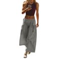 thumbnail image 1 of Women's Loose Wide Leg Track Pants Drawstring Pockets Elastic Waist Capri Hiking Pants with Big Ruched Pockets, 1 of 6