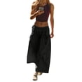 thumbnail image 1 of Women's Loose Wide Leg Track Pants Drawstring Pockets Elastic Waist Capri Hiking Pants with Big Ruched Pockets, 1 of 6