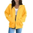 thumbnail image 1 of Women's Loose Zip Up Hoodie, Fashion Solid Color Hooded Sweatshirt, Comfortable Long Sleeve Jacket for Fall and Winter, 1 of 5