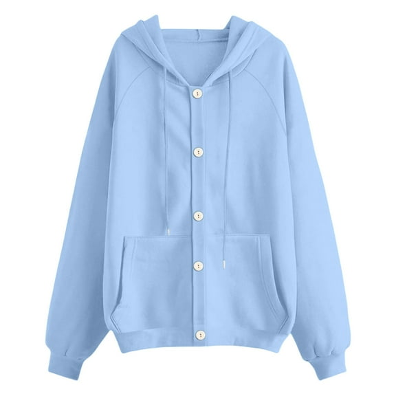 Women's Loose Zipper Cardigan Sweatshirt Jacket for Comfortable Layering and Fall Casual Activities,Sky Blue,L