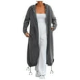 thumbnail image 1 of Women's Loose Zippered Long Cardigan Sweatershirt Jacket, 1 of 2