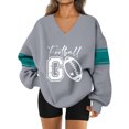 thumbnail image 1 of Women's Loose and Comfortable Letter V-Neck Sportswear Long Sleeve Sweatshirt with Football Print for Sporty Style,Gray,XL, 1 of 8