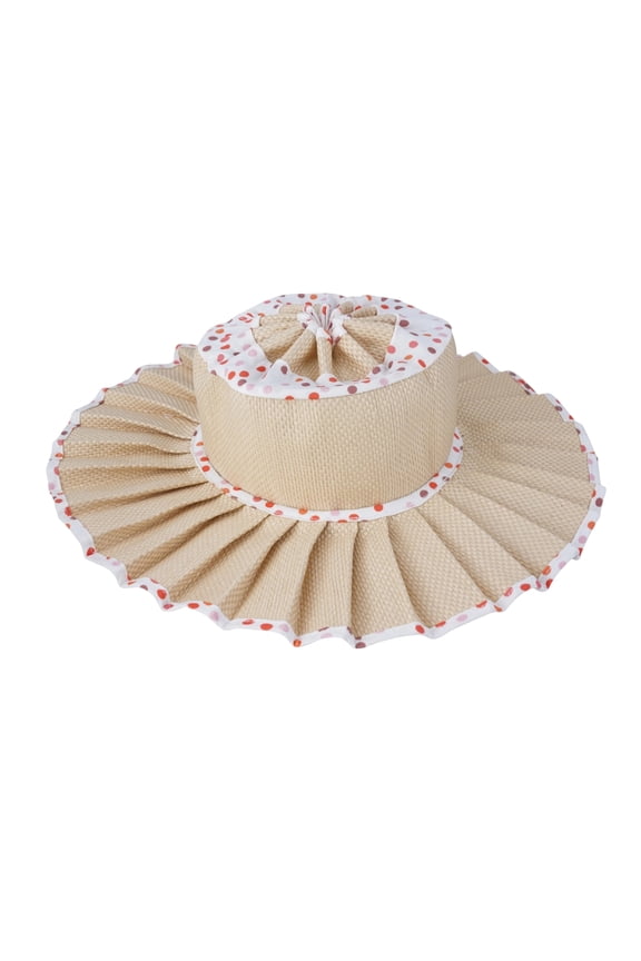 Women's Lorna Murray Hat, Reversible Straw Pleated Sun Hat, Wide Brim Foldable Casual Outdoor Beach Sun Hat for Summer