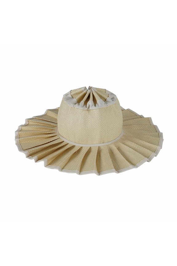 Women's Lorna Murray Hat, Reversible Straw Pleated Sun Hat, Wide Brim Foldable Casual Outdoor Beach Sun Hat for Summer