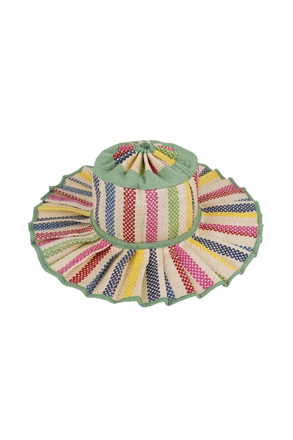 Women's Lorna Murray Hat, Reversible Straw Pleated Sun Hat, Wide Brim Foldable Casual Outdoor Beach Sun Hat for Summer