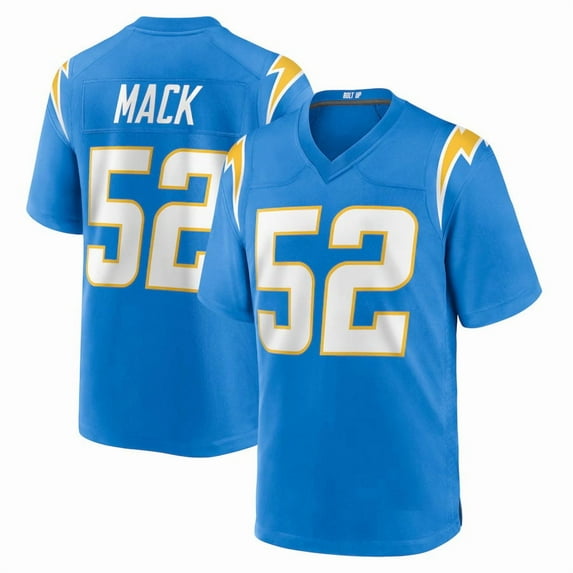 Women's Los Angeles C Mack 52 Blue Stitched T-Shirts Sports Player Game Top, Large