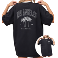 thumbnail image 1 of Women's Los Angeles California 1938 Retro Palm Tree Comfortable Tee Short Sleeve Round Neck Top Black S-5XL, 1 of 5
