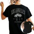 thumbnail image 1 of Women's Los Angeles California 1938 Retro Palm Tree Comfortable Tee Short Sleeve Round Neck Top Black S-5XL, 1 of 5