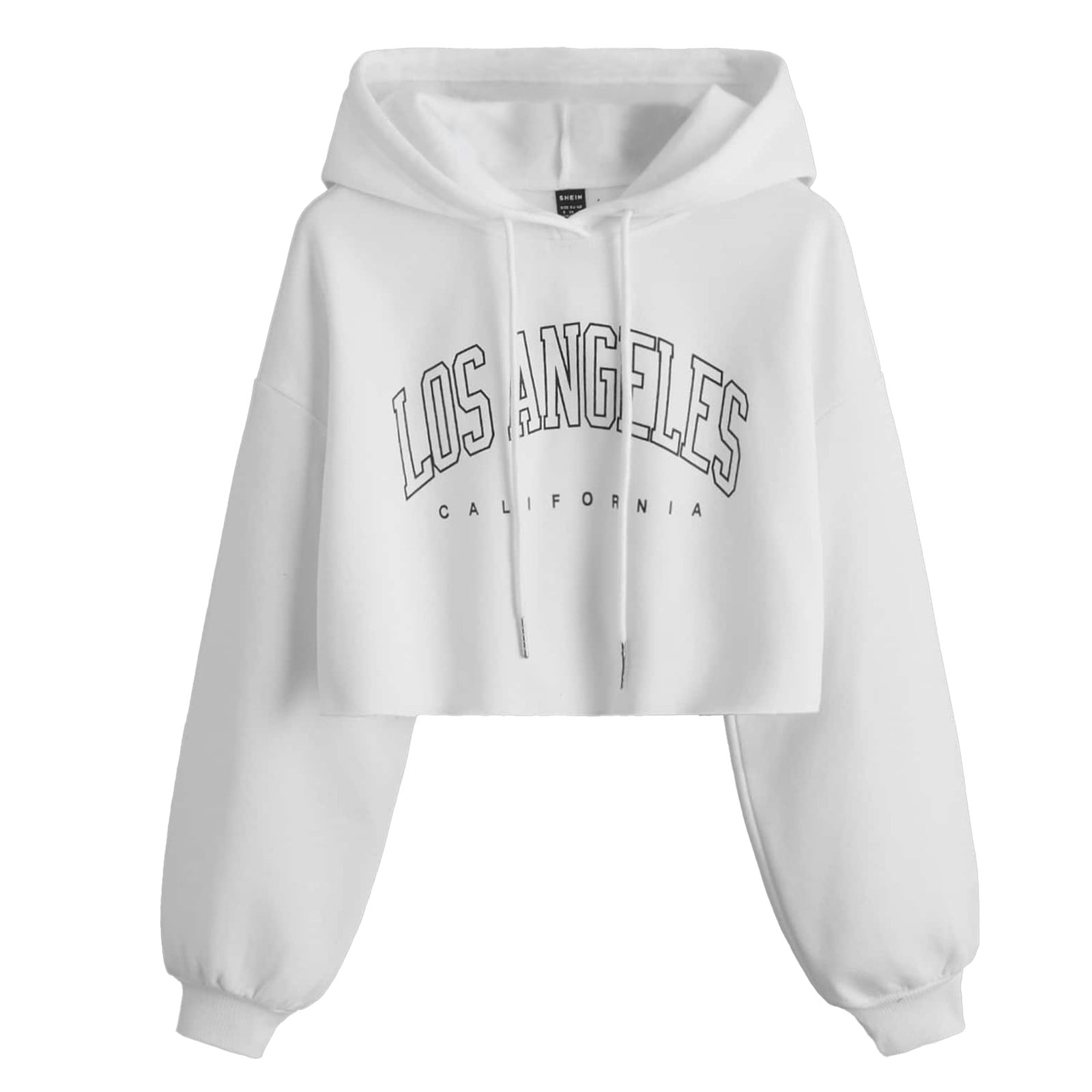 Women s Los Angeles California Backwoods Preppy Hoodies Solid Drawstring College Vintage Pullover Clothes for Teens Crop Top Crop Loose Solid Color Casual Cropped Letter Fitted Cartoon Tops Cool Walma...