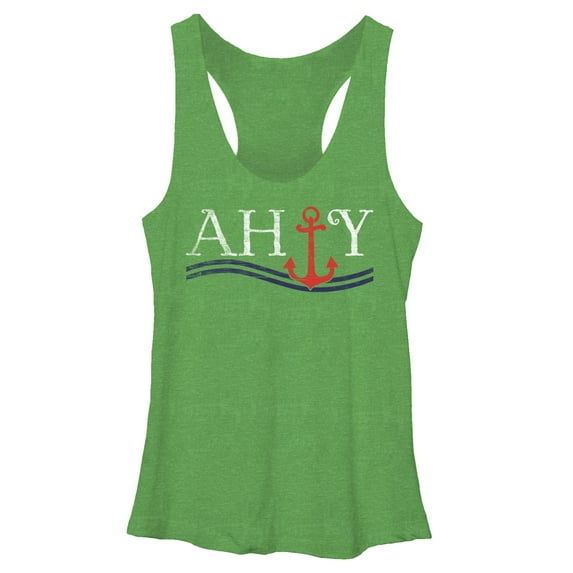Women's Lost Gods Anchors Ahoy Racerback Tank Top Envy Green X Large