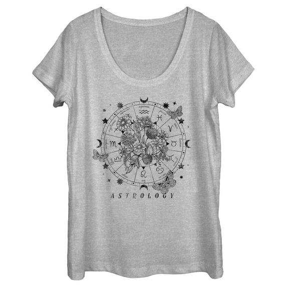 Women's Lost Gods Astrology Decorative Wheel Graphic Tee Athletic Heather Medium