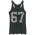 thumbnail image 1 of Women's Lost Gods Athletic Number 67 Racerback Tank Top Black Heather Large, 1 of 3