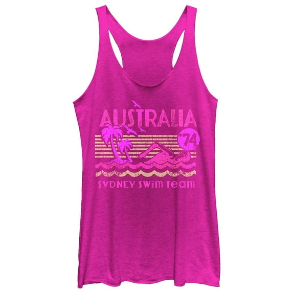 Women's Lost Gods Australia Swim Team Racerback Tank Top Pink Heather Small