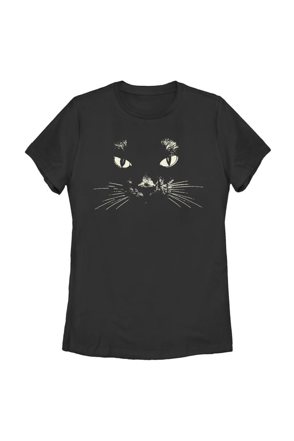 Women's Lost Gods Black Cat Face Graphic Tee Black 2X Large