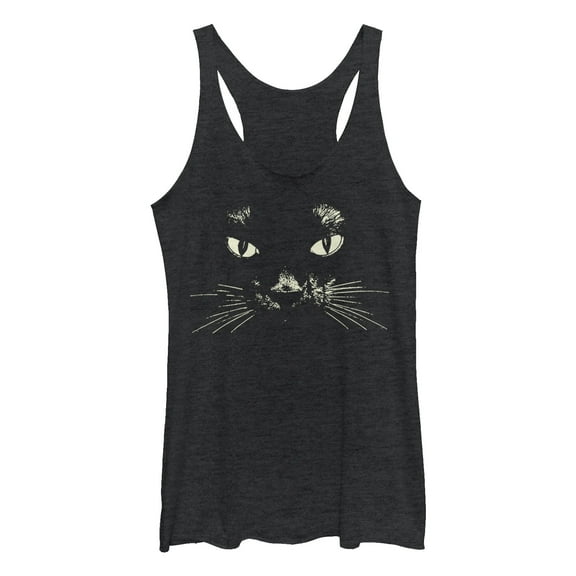 Women's Lost Gods Black Cat Face Racerback Tank Top Black Heather X Large