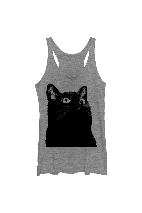 Women's Lost Gods Black Cat Profile Racerback Tank Top Gray Heather Large