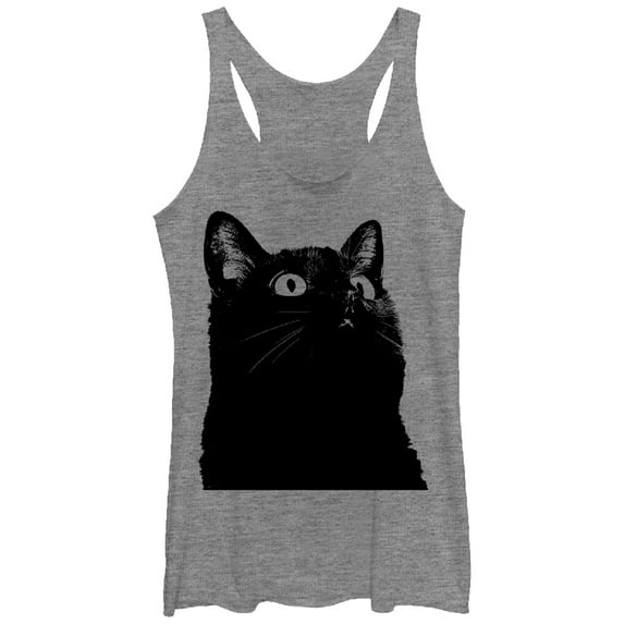 Women's Lost Gods Black Cat Profile Racerback Tank Top Gray Heather Large