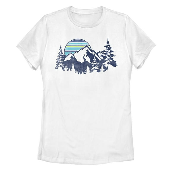 Women's Lost Gods Blue Mountain Range Scene  Graphic T-Shirt