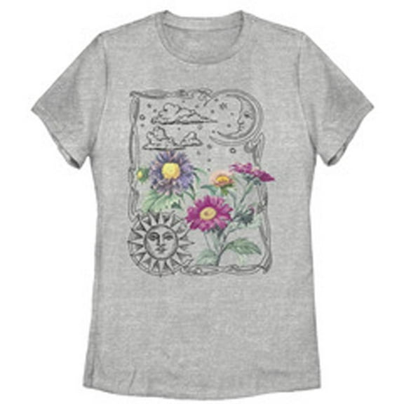 Women's Lost Gods Boho Sun Moon Flowers Graphic T-Shirt