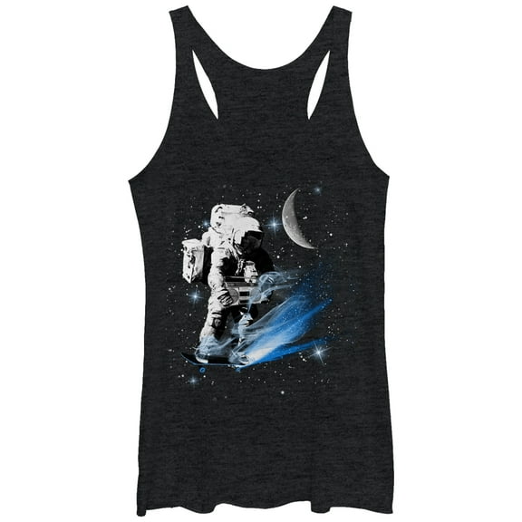 Women's Lost Gods Boombox Astronaut in Space Racerback Tank Top Black Heather Small