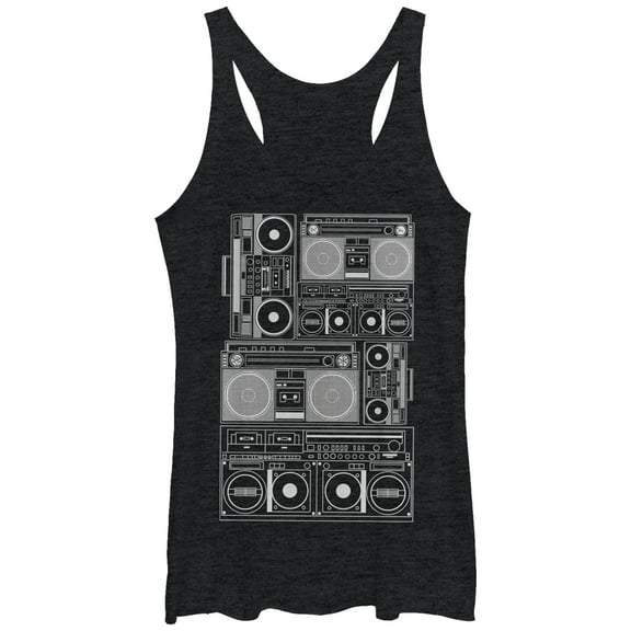Women's Lost Gods Boomboxes  Racerback Tank Top Black Heather Small