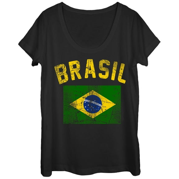 Women's Lost Gods Brasil Flag Scoop Neck Black Small