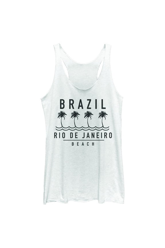 Women's Lost Gods Brazil Rio de Janeiro Beach  Racerback Tank Top White Heather X Large