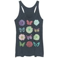 thumbnail image 1 of Women's Lost Gods Butterfly Flower Racerback Tank Top Navy Blue Heather X Large, 1 of 3