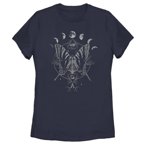 Women's Lost Gods Butterfly Moon Phases Graphic T-Shirt