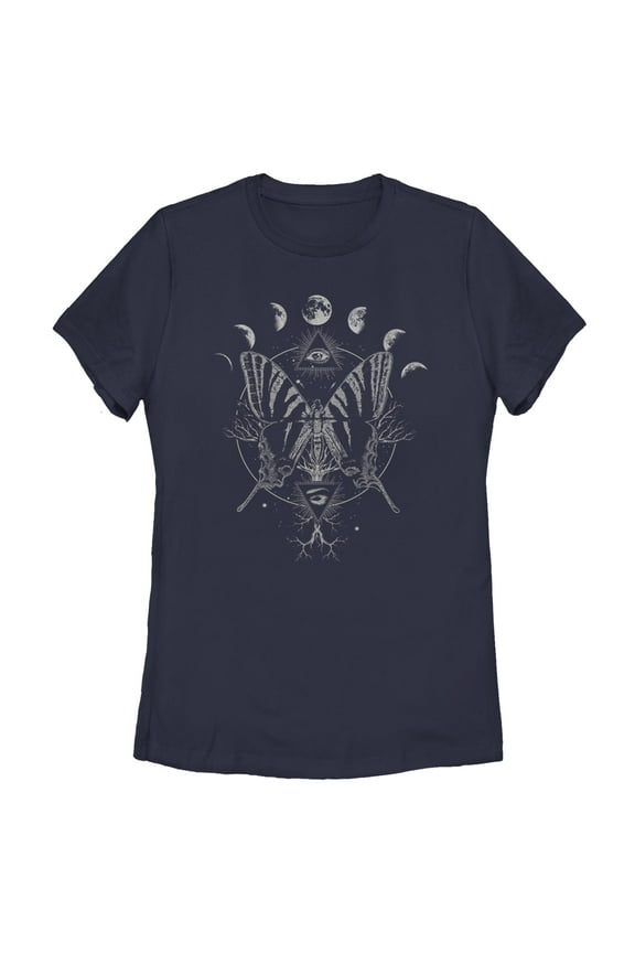 Women's Lost Gods Butterfly Moon Phases Graphic T-Shirt