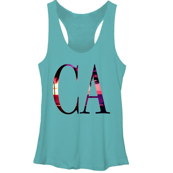 Women's Lost Gods California Beach Sunset Racerback Tank Top Tahiti Blue Large
