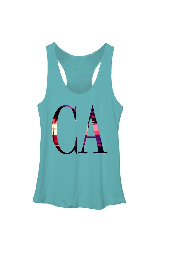 Women's Lost Gods California Beach Sunset Racerback Tank Top Tahiti Blue Large
