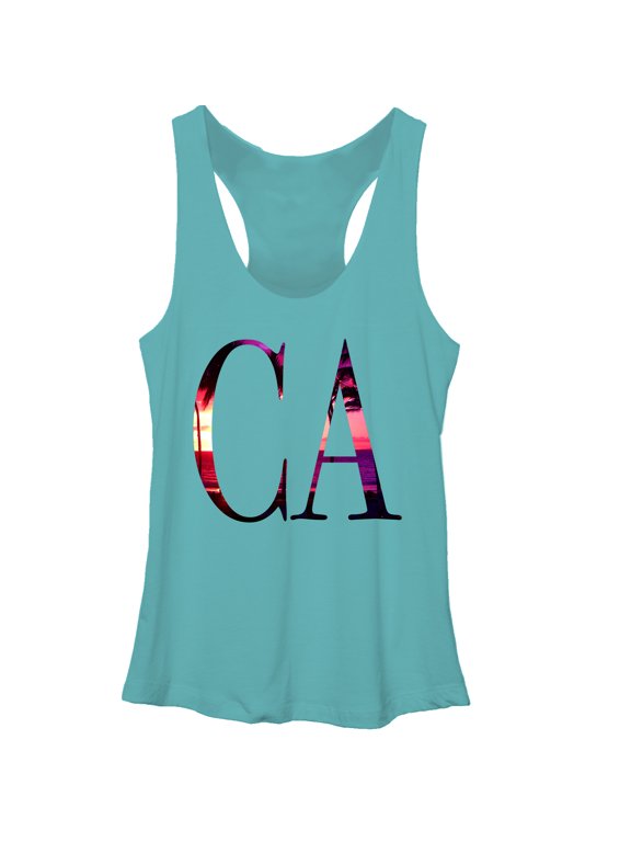 Women's Lost Gods California Beach Sunset Racerback Tank Top Tahiti Blue Small