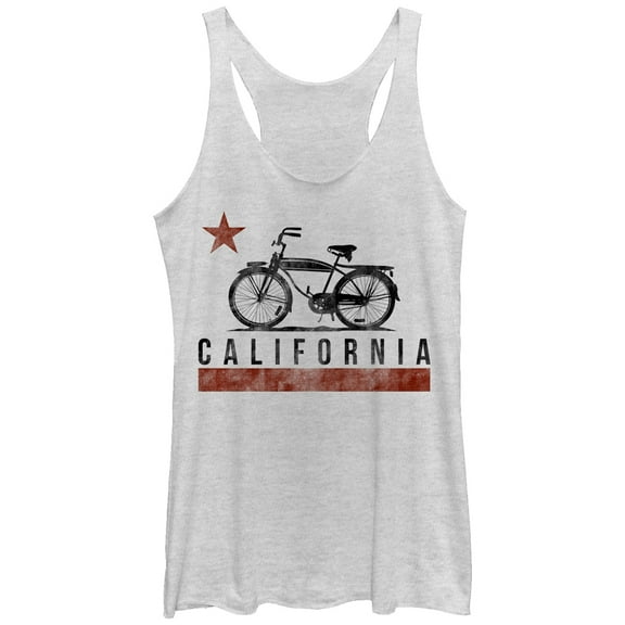 Women's Lost Gods California Bike  Racerback Tank Top White Heather Medium