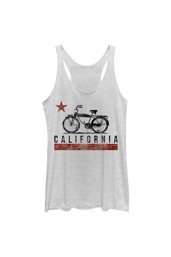 Women's Lost Gods California Bike Racerback Tank Top White Heather X Large