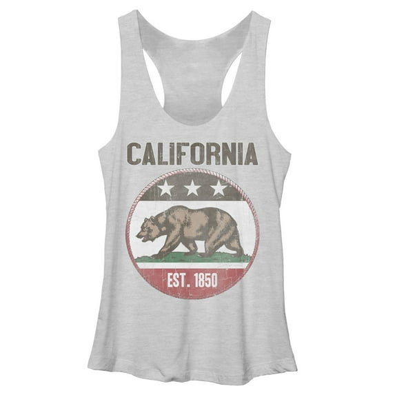 Women's Lost Gods California Est 1850 Racerback Tank Top White Heather X Large