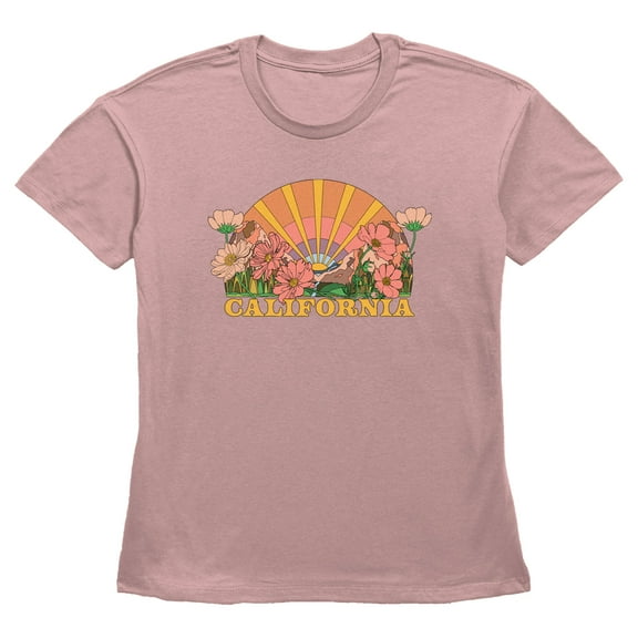 Women's Lost Gods California Poppies Sunset  Graphic Tee Desert Pink X Large