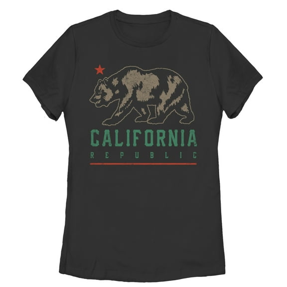 Women's Lost Gods California Republic Bear Shadow  Graphic Tee Black Medium