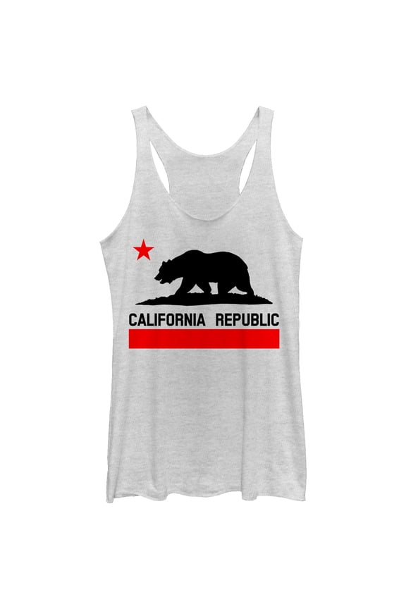 Women's Lost Gods California Republic Racerback Tank Top White Heather Small