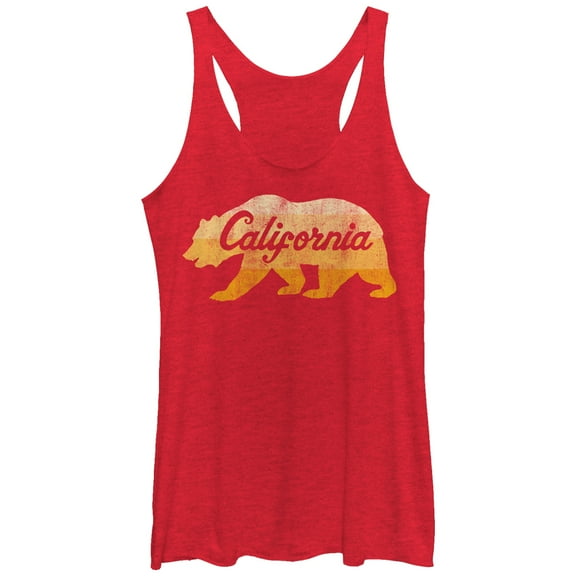 Women's Lost Gods Californiaen Bear  Racerback Tank Top Red Heather X Large