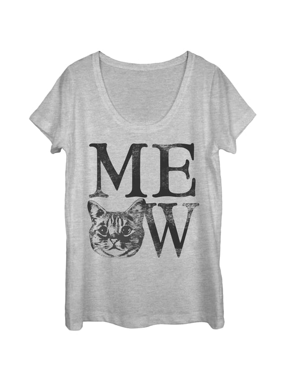 Women's Lost Gods Cat Meow Scoop Neck Athletic Heather Small