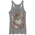 thumbnail image 1 of Women's Lost Gods Cat Roses  Racerback Tank Top Gray Heather Small, 1 of 3