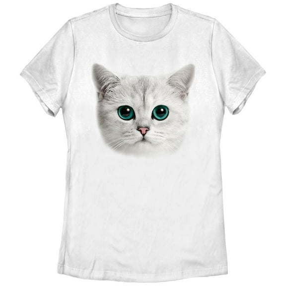 Women's Lost Gods Cat Stare  Graphic Tee White 2X Large