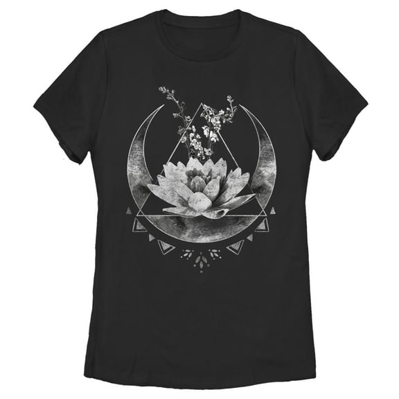 Women's Lost Gods Celestial Flower Pattern  Graphic Tee Black Small