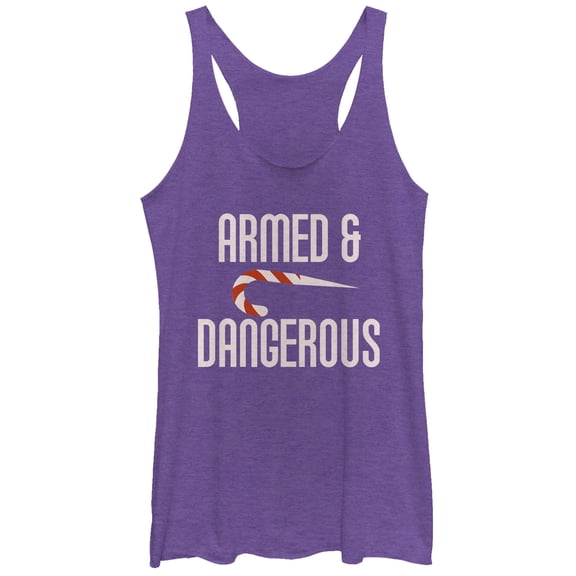 Women's Lost Gods Christmas Dangerous Candy Cane  Racerback Tank Top Purple Heather Medium