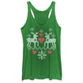 thumbnail image 1 of Women's Lost Gods Christmas Reindeer Love  Racerback Tank Top Envy Green Small, 1 of 3