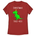 thumbnail image 1 of Women's Lost Gods Christmas Tree-Rex  Graphic Tee Red Medium, 1 of 4